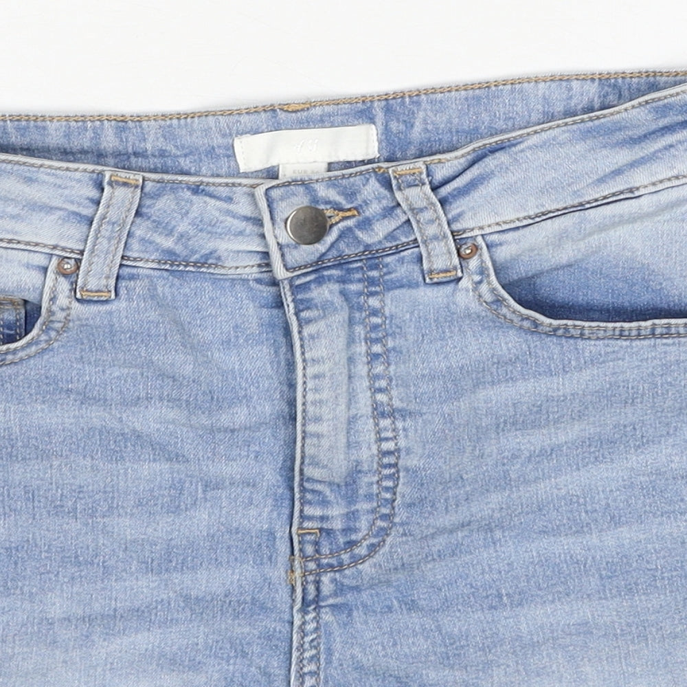 H&M Womens Blue Cotton Mom Shorts Size 8 Regular Zip