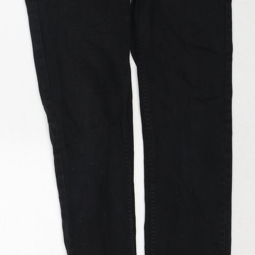 Topman Mens Black Cotton Straight Jeans Size 30 in Slim Zip
