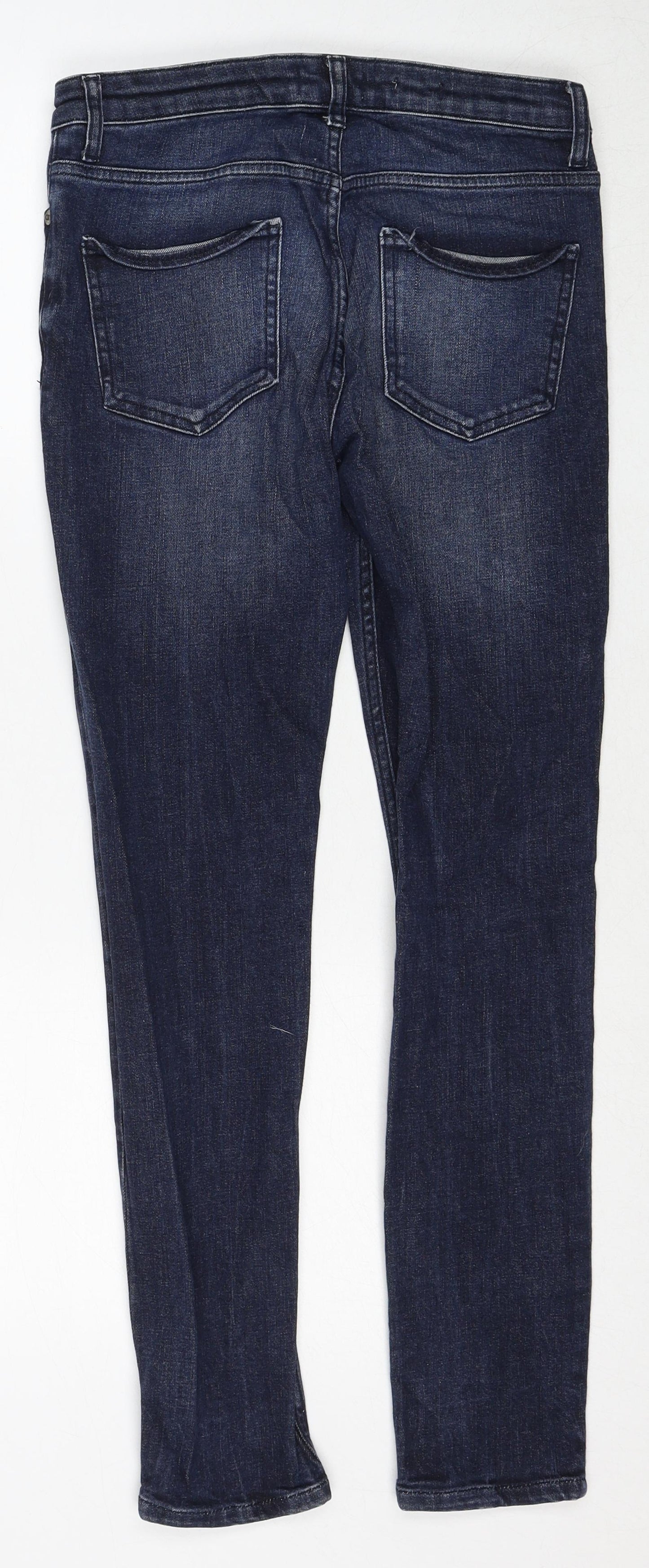 Topman Mens Blue Cotton Skinny Jeans Size 30 in Slim Zip