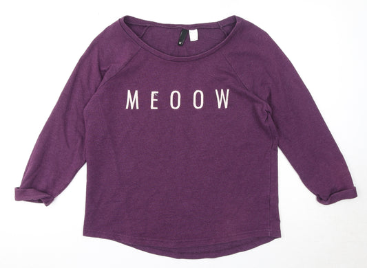 H&M Womens Purple Cotton Pullover Sweatshirt Size M Pullover - Meoow