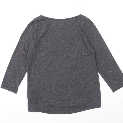 H&M Girls Grey Polyester Basic T-Shirt Size 11-12 Years Round Neck Pullover - 94 Girls Unite