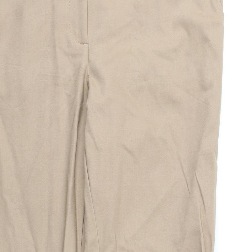 Marks and Spencer Womens Brown Cotton Trousers Size 14 Regular Zip