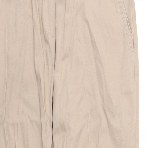 Marks and Spencer Womens Beige Cotton Trousers Size 10 Regular Zip