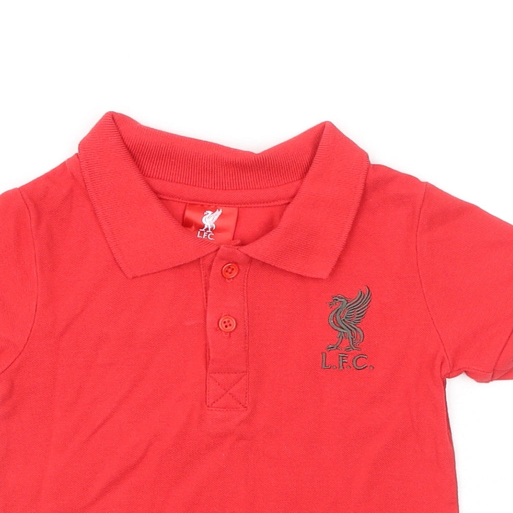 Liverpool FC Boys Red Cotton Pullover Polo Size 12-18 Months Collared Button - L.F.C.