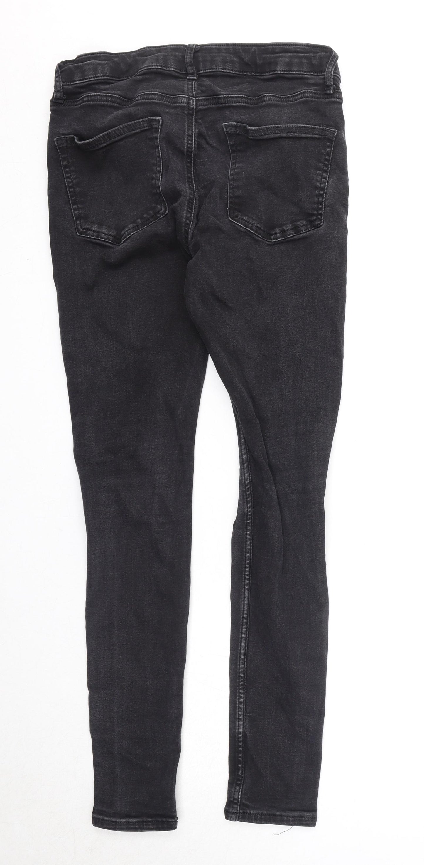 Topman Mens Black Cotton Skinny Jeans Size 32 in L32 in Regular Zip
