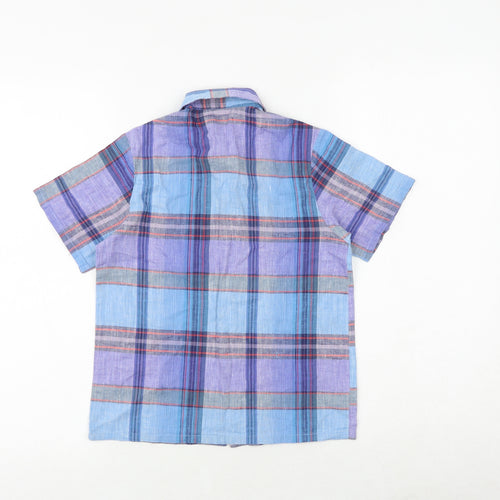 St Michael Boys Multicoloured Plaid 100% Cotton Pullover Button-Up Size 7-8 Years Collared Button