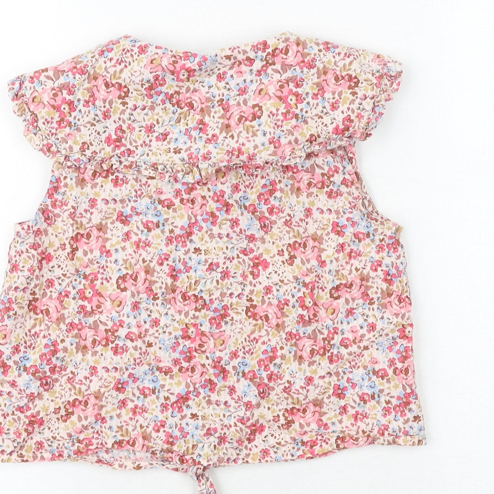 NEXT Girls Multicoloured Floral 100% Cotton Basic Button-Up Size 10 Years Round Neck Button - Tie Front