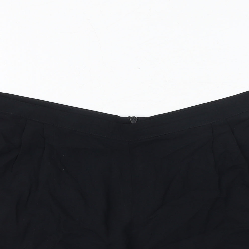 New Look Womens Black Viscose Chino Shorts Size 12 Regular Zip