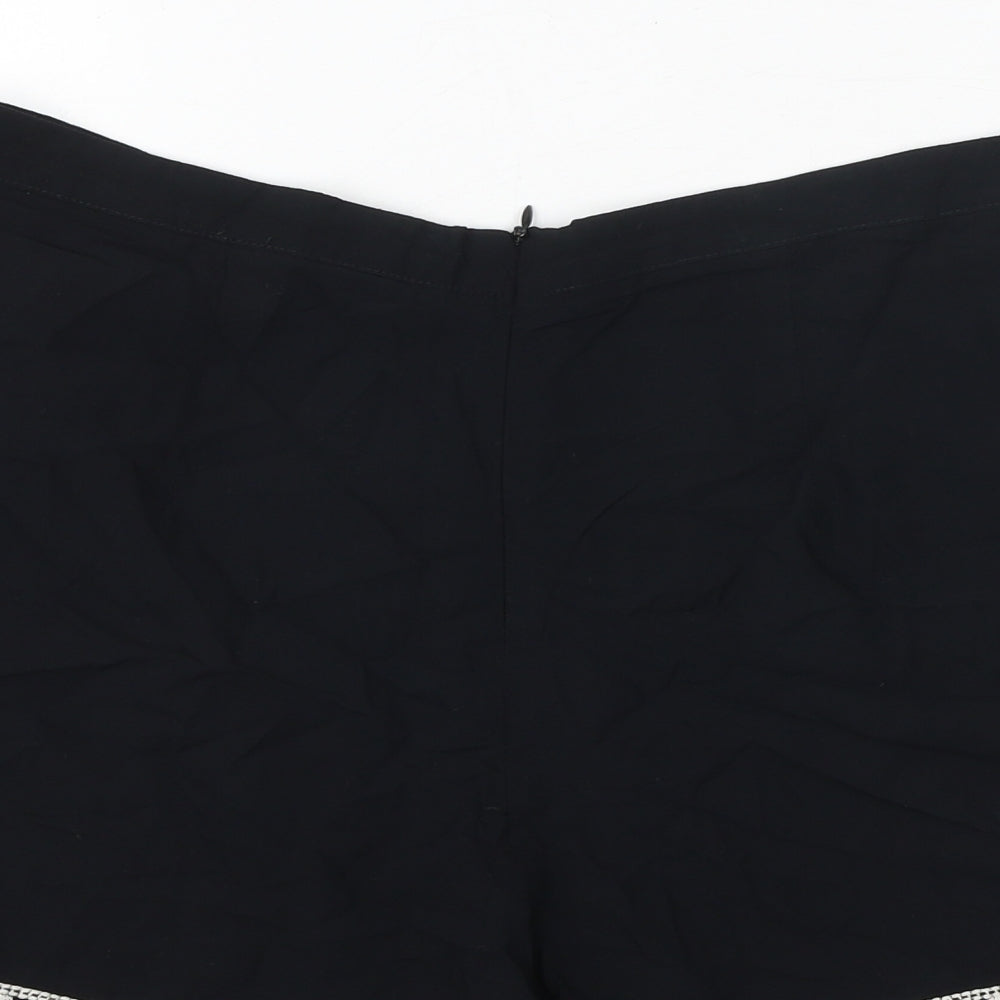 New Look Womens Black Viscose Chino Shorts Size 12 Regular Zip
