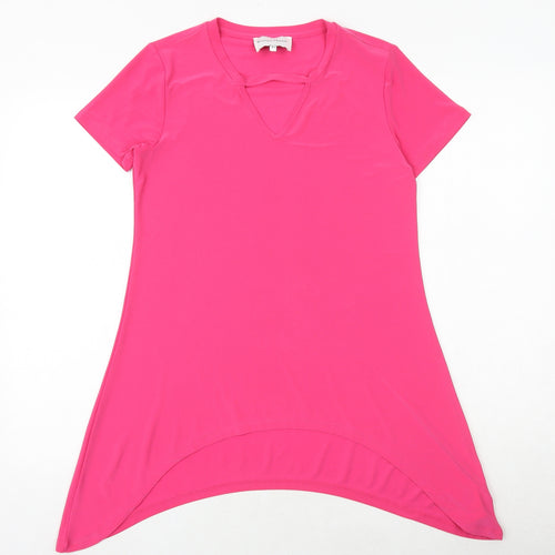 Silvian Heach Womens Pink Polyester Tunic T-Shirt Size S V-Neck - Asymmetric