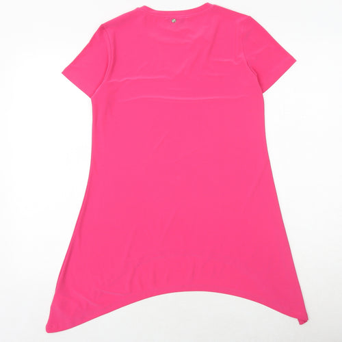 Silvian Heach Womens Pink Polyester Tunic T-Shirt Size S V-Neck - Asymmetric