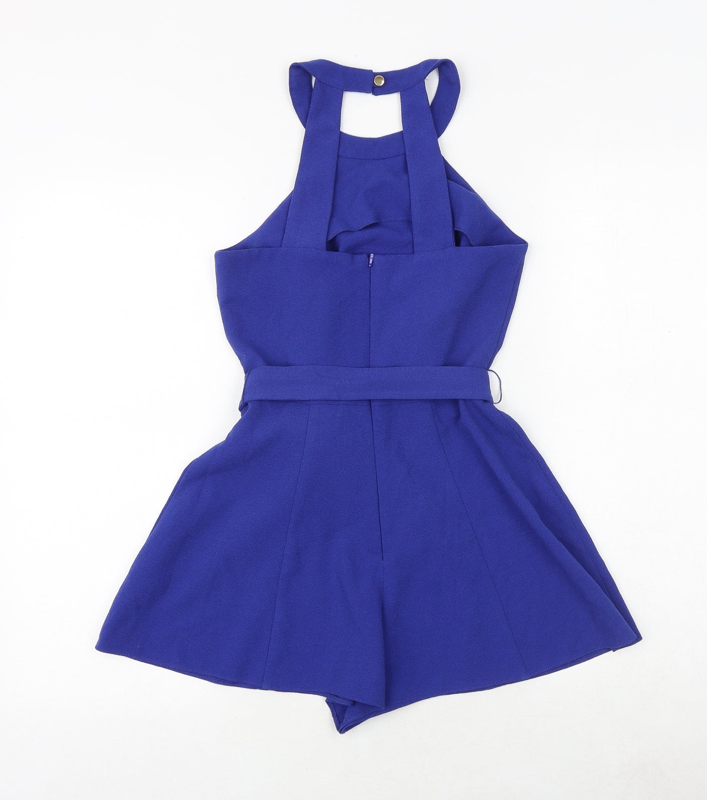 Miss Selfridge Womens Blue Polyester Playsuit One-Piece Size 4 Tie