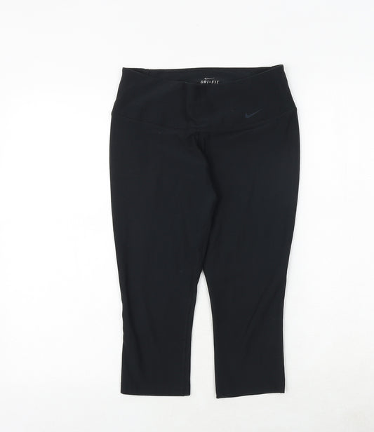 Nike Womens Black Polyester Capri Trousers Size S Regular
