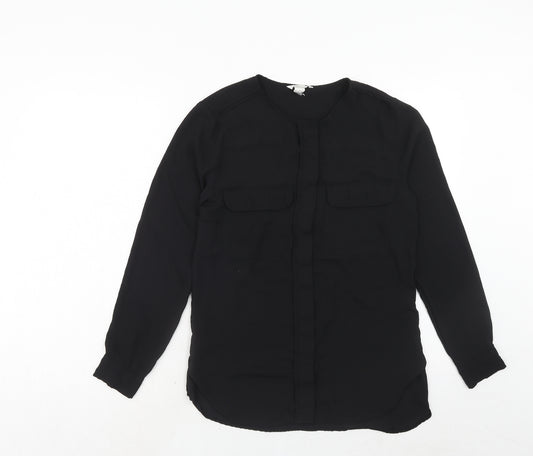 H&M Womens Black Polyester Basic Blouse Size 10 Round Neck