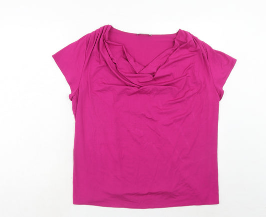 Marks and Spencer Womens Purple Viscose Basic T-Shirt Size 20 Cowl Neck