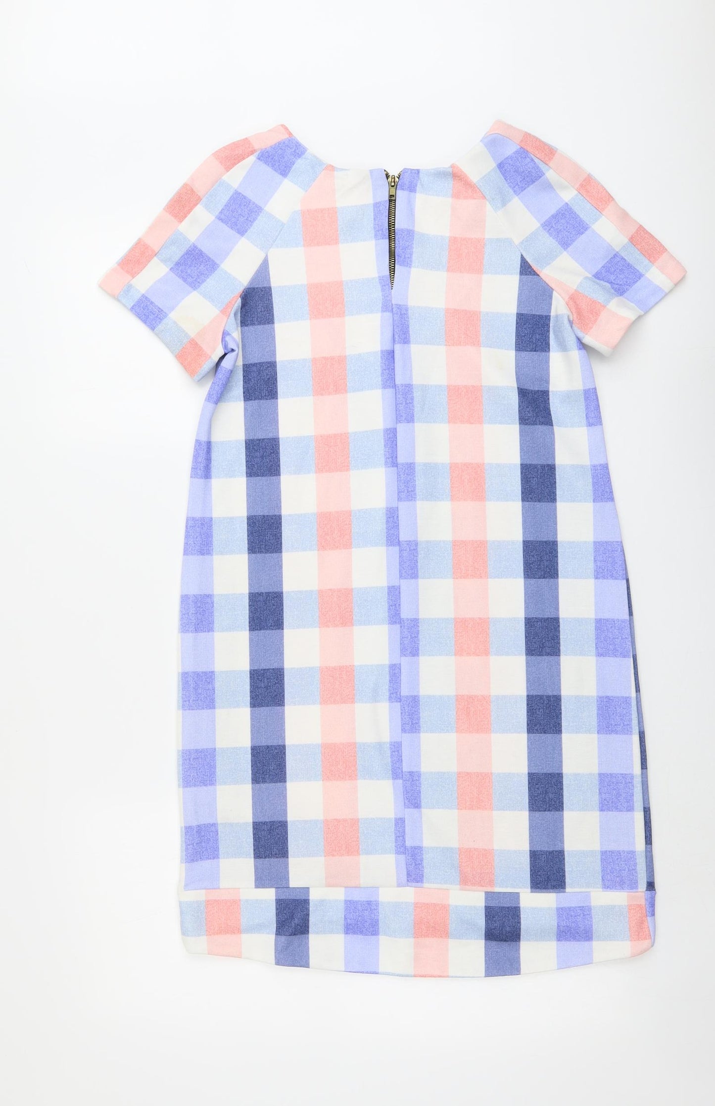 QED London Womens Multicoloured Gingham Polyester A-Line Size M Round Neck Zip