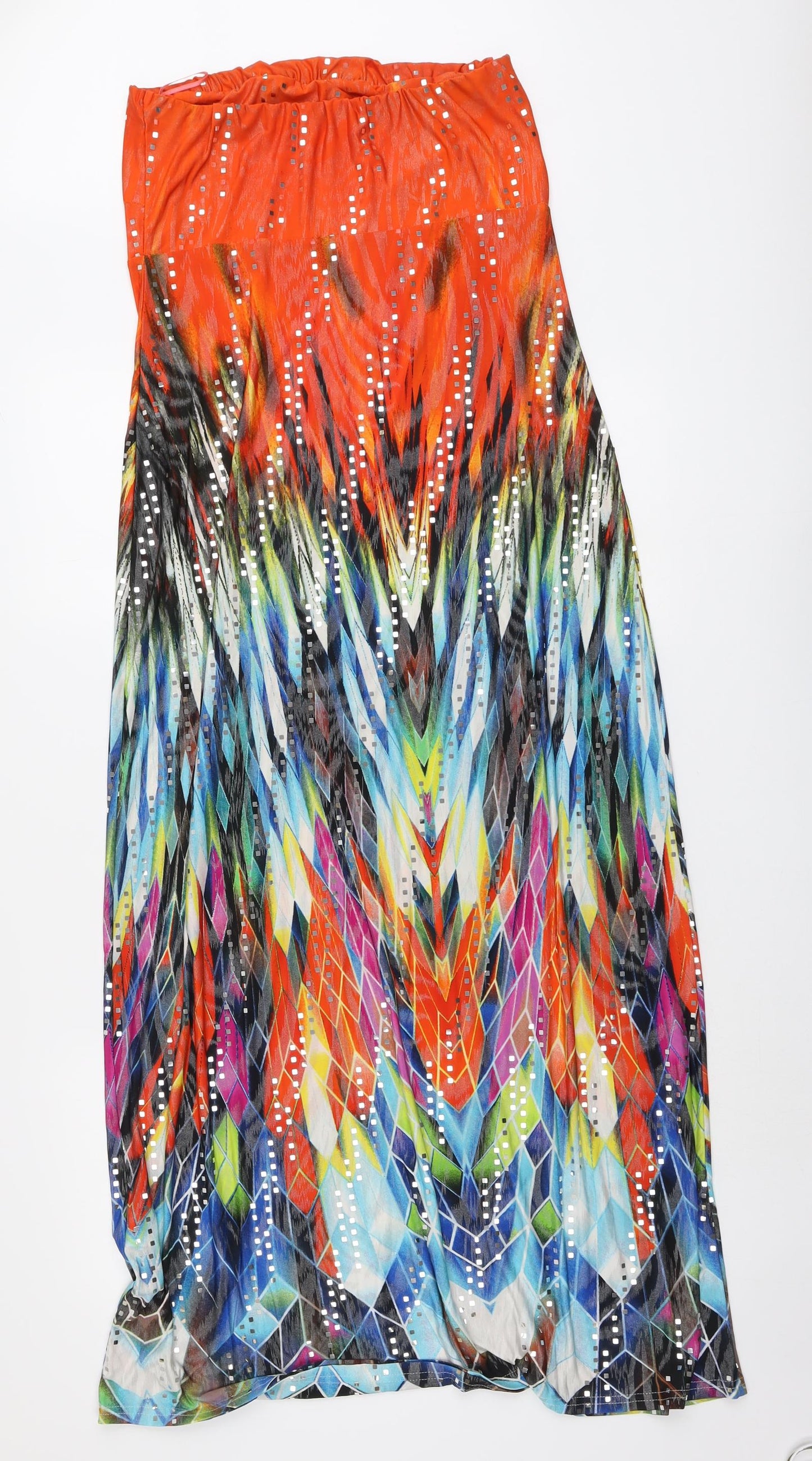 Kaleidoscope Womens Multicoloured Geometric Polyester Maxi Size 12 Off the Shoulder Pullover