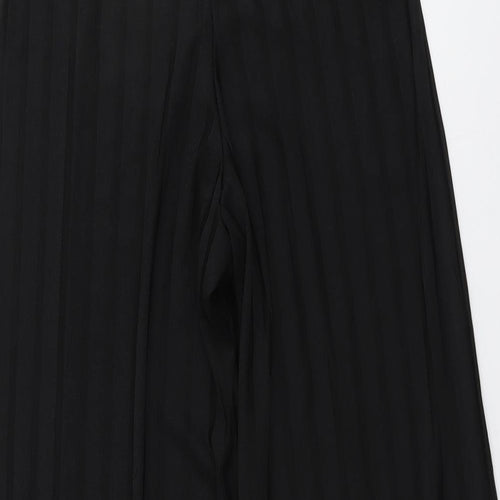 Zara Womens Black Striped Polyester Trousers Size M L21 in Regular