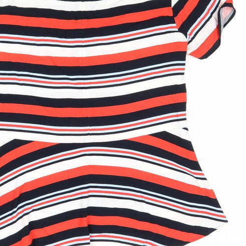 Michael Kors Womens Multicoloured Striped Polyester Basic Blouse Size S Boat Neck