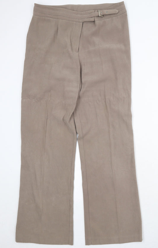 Hapit Womens Brown Polyester Trousers Size 14 Regular Zip