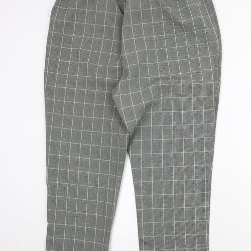 Damart Womens Grey Check Polyester Trousers Size 18 Regular