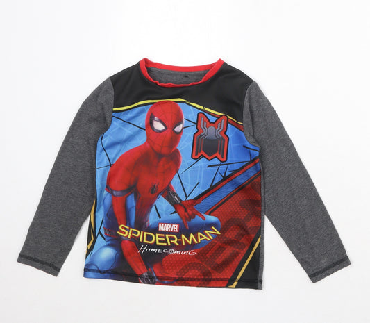 Spiderman Boys Multicoloured Polyester Pullover T-Shirt Size 6-7 Years Round Neck Pullover
