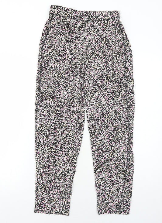 Marks and Spencer Womens Multicoloured Animal Print Viscose Trousers Size 6 Regular - Leopard Pattern