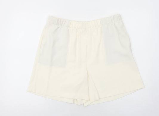Marks and Spencer Womens Ivory Polyester Basic Shorts Size 16 Regular Pull On
