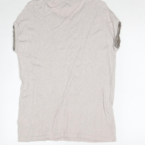 Amaryllis Womens Beige Cotton Basic T-Shirt Size L Round Neck