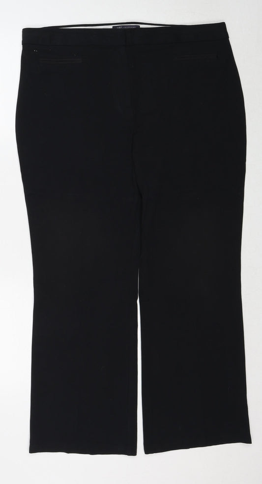 Marks and Spencer Womens Black Viscose Trousers Size 16 Regular Zip