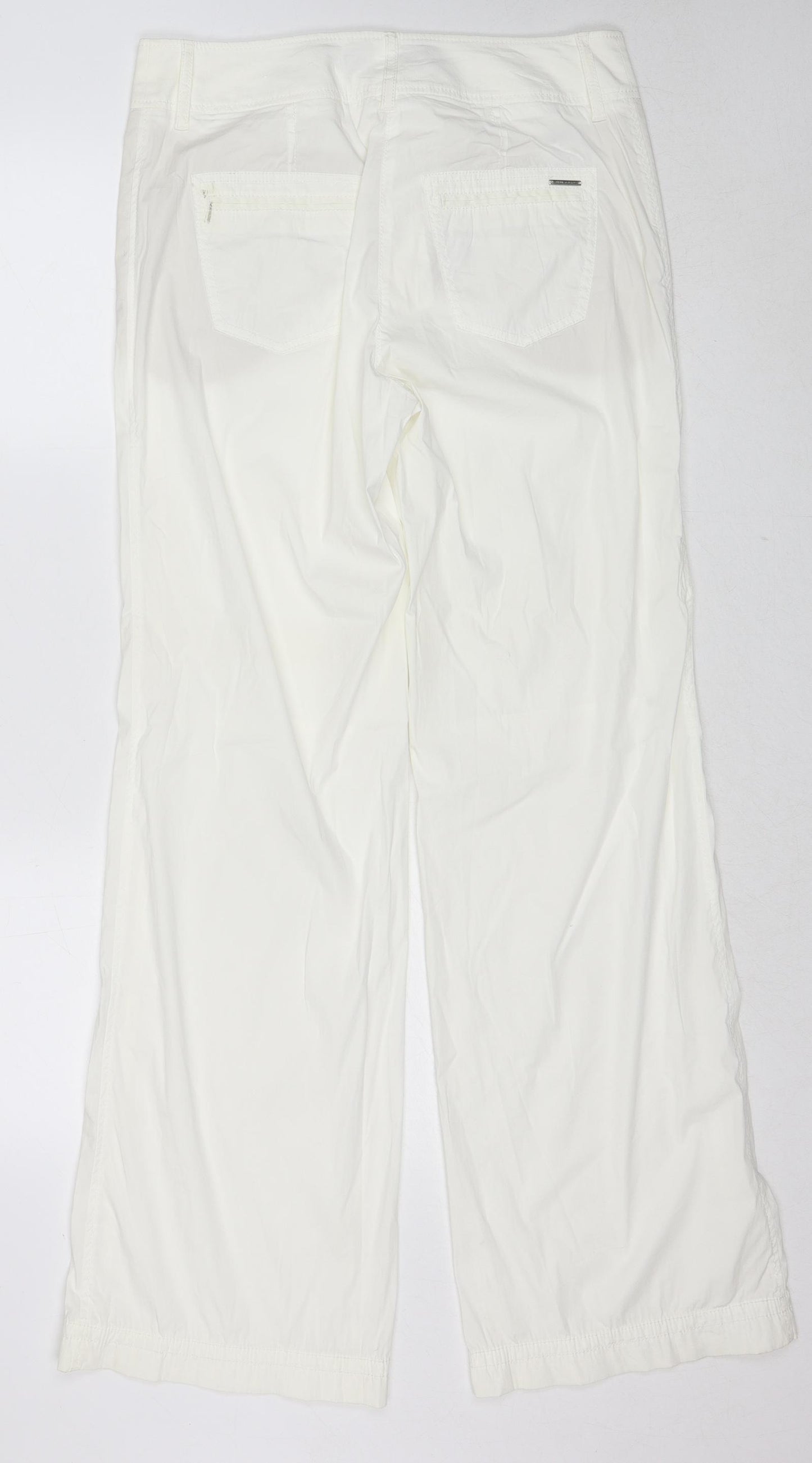 BRAX Womens White Cotton Trousers Size 14 Regular Zip
