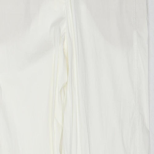 BRAX Womens White Cotton Trousers Size 14 Regular Zip