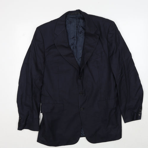 Chester Barrie Mens Blue Wool Jacket Suit Jacket Size 40 Regular