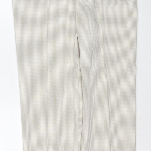 Marks and Spencer Womens Beige Check Viscose Trousers Size 12 Regular