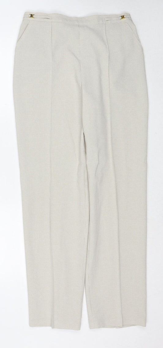 Marks and Spencer Womens Beige Check Viscose Trousers Size 12 Regular