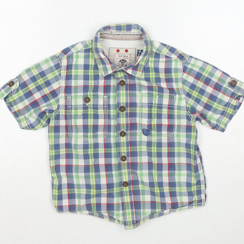 Fat Face Boys Green Plaid Cotton Basic Button-Up Size 4-5 Years Collared Button