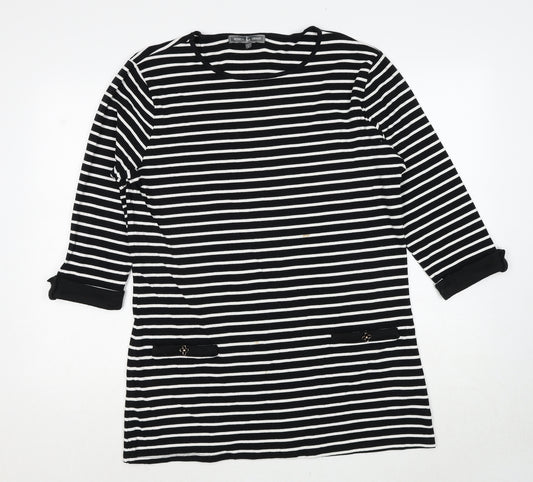 Jessica Graaf Womens Black Striped Cotton Pullover Sweatshirt Size L Pullover
