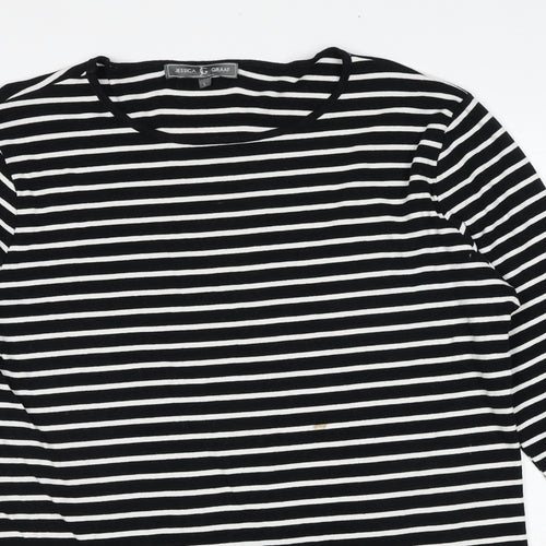 Jessica Graaf Womens Black Striped Cotton Pullover Sweatshirt Size L Pullover