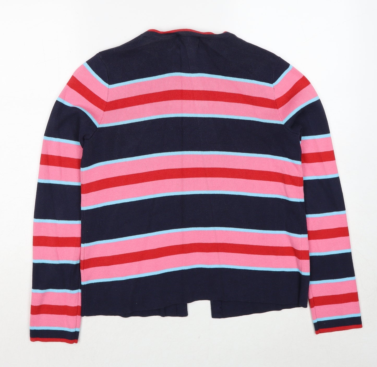 Amaryllis Womens Pink V-Neck Striped Cotton Cardigan Jumper Size S