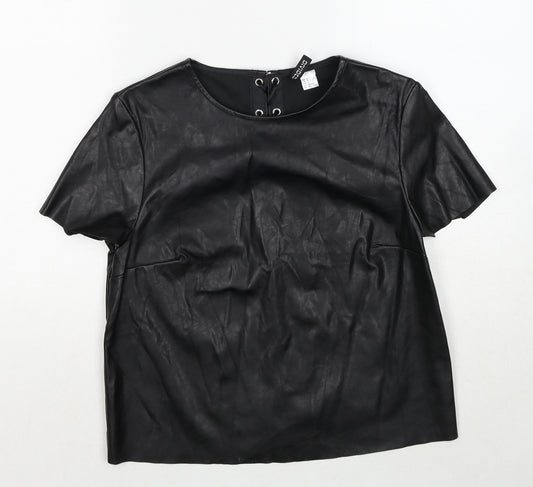 Divided by H&M Womens Black Polyethylene Basic Blouse Size 10 Round Neck