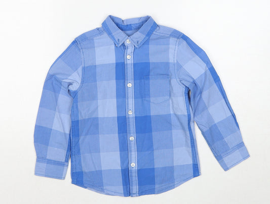 TEX Boys Blue Check Cotton Basic Button-Up Size 3-4 Years Collared Button