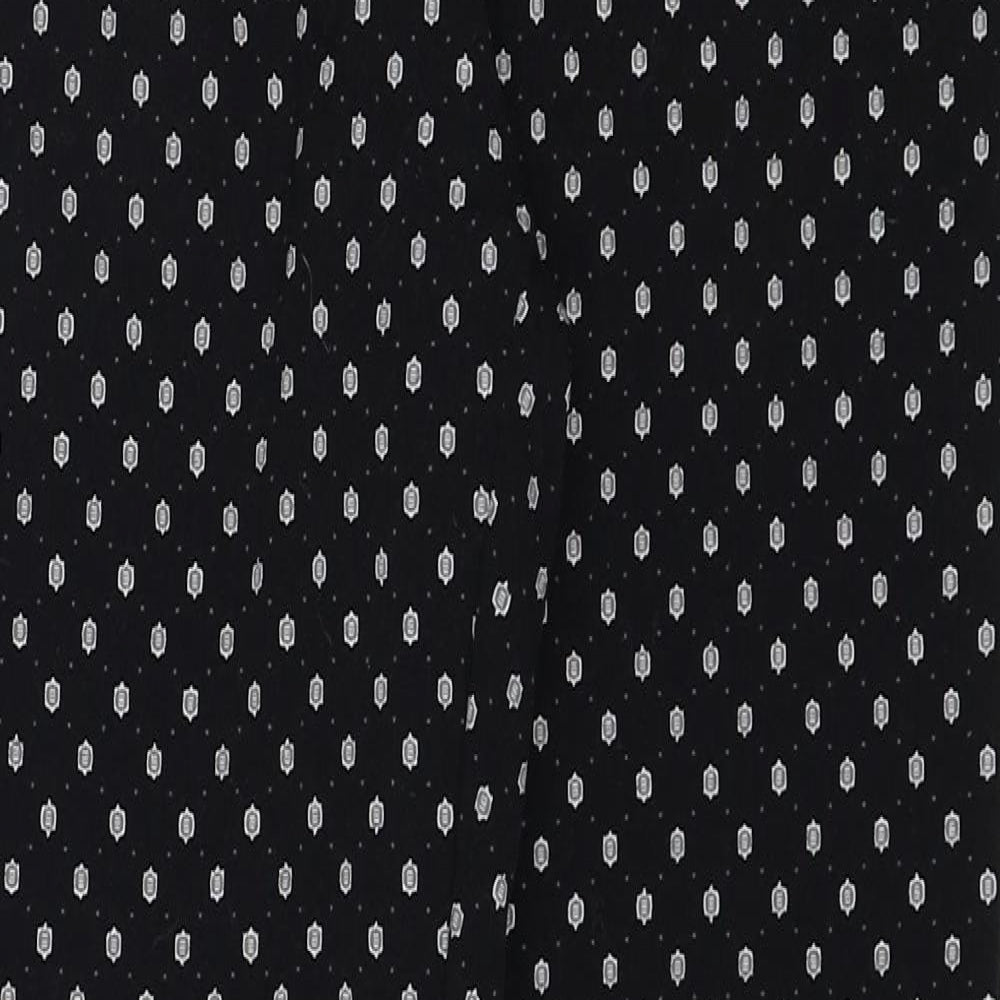 H&M Womens Black Geometric Polyester Trousers Size 10 Regular Zip