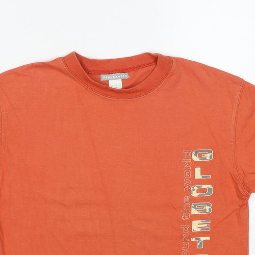 Vertbaudet Boys Orange Cotton Pullover T-Shirt Size 10 Years Crew Neck Pullover