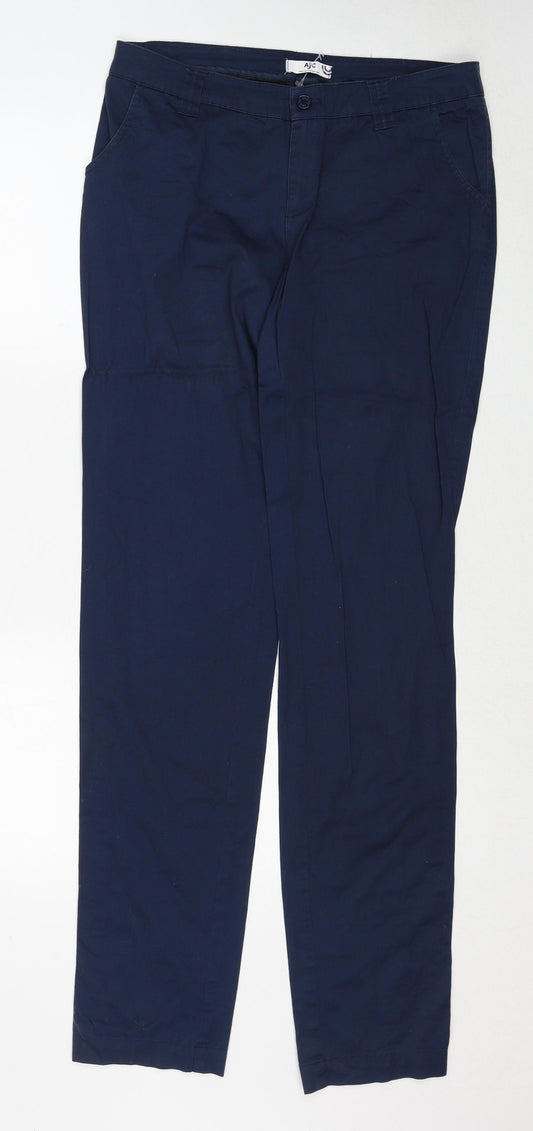 AJC Womens Blue Cotton Trousers Size 32 in Regular Zip