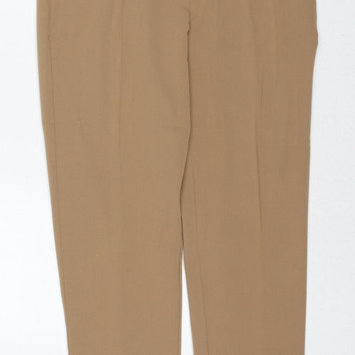 Select Womens Brown Polyester Trousers Size 12 Regular Zip