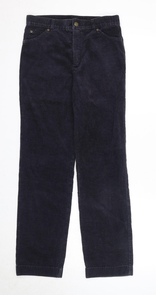 St Michael Mens Blue Cotton Trousers Size 29 in L31 in Regular Zip