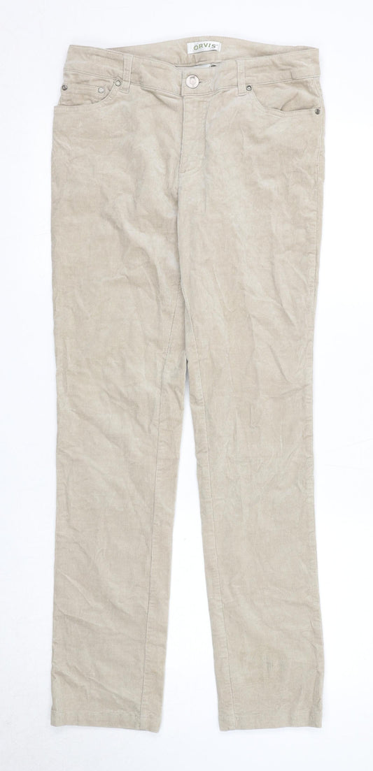 Orvis Womens Beige Cotton Trousers Size 6 Regular Zip