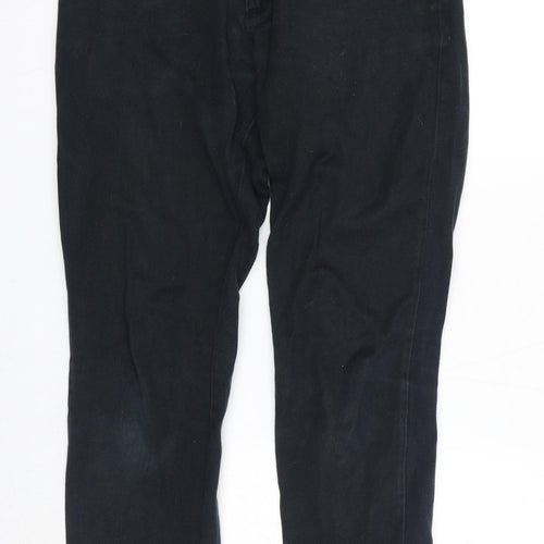 H&M Womens Blue Herringbone Cotton Cargo Trousers Size 20 Slim Zip