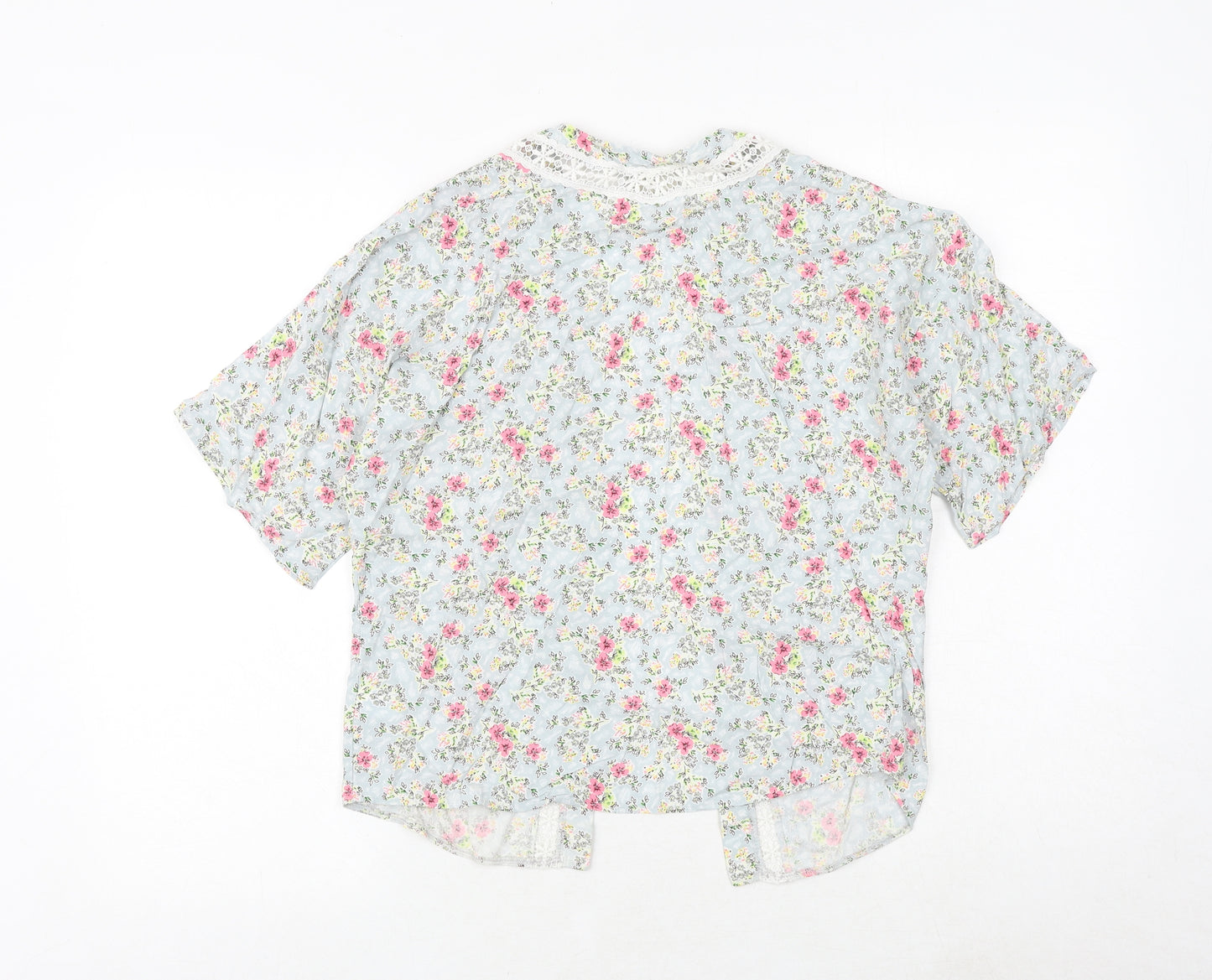 NEXT Girls Multicoloured Floral Viscose Kimono Blouse Size 11 Years V-Neck Pullover - Lace Details