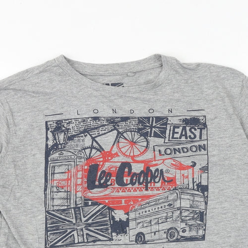 Lee Cooper Boys Grey Cotton Basic T-Shirt Size XL Crew Neck Pullover